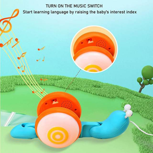 حلزون موزیکال طناب دار آبی pull - along snail toy -اسباب بازی